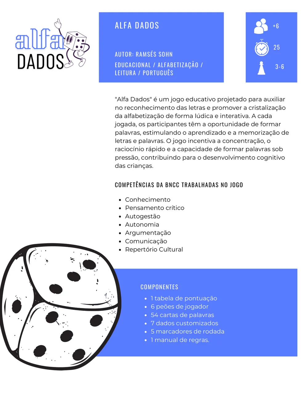 Ficha do jogo Alfa Dados no catálogo
